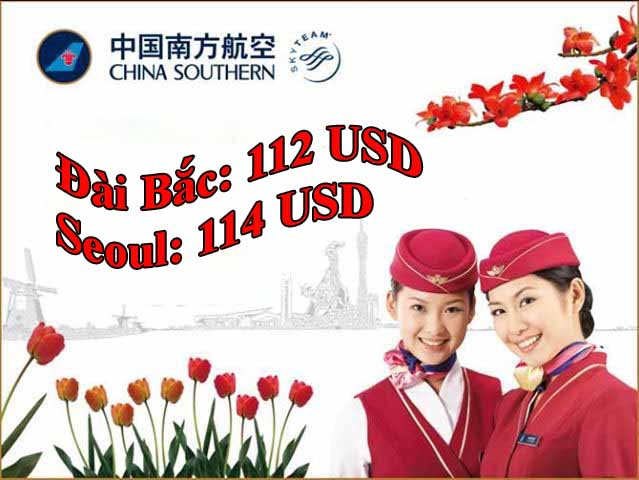 China Southern triển khai vé đi Đài Bắc 112 USD