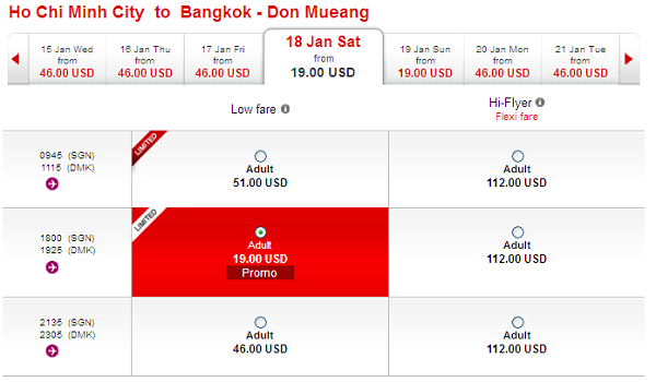 Air Asia có rải rác vé đi Bangkok 19 USD