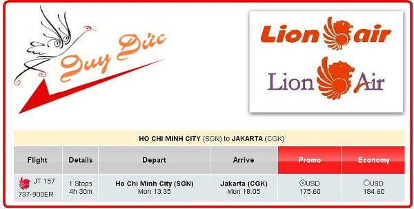 Mua vé máy bay giá rẻ đi Jakarta hãng Lion Air
