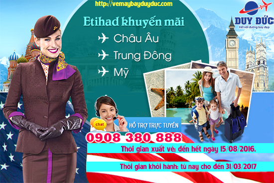 Etihad Airways khuyến mãi vé từ HCM/Hà Nội/Đà Nẵng