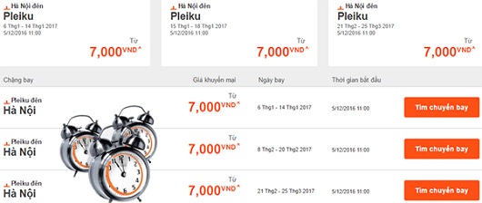Jetstar khuyến mãi chặng Hà Nội - Pleiku giá 7k