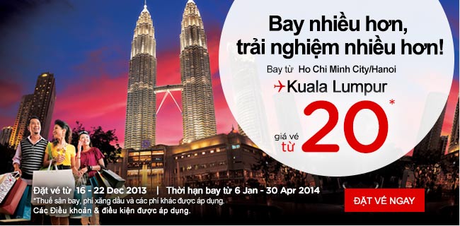 Làm thế nào có thể đặt vé đi Kuala Lumpur 20 USD