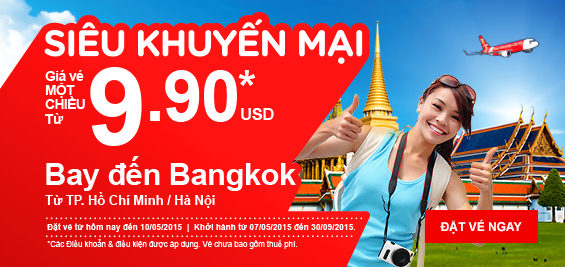 Du lịch giá rẻ đi Bangkok 9.9 USD Siêu khuyến mãi