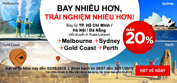 Vé máy bay đi Perth giá rẻ giảm đến 20%