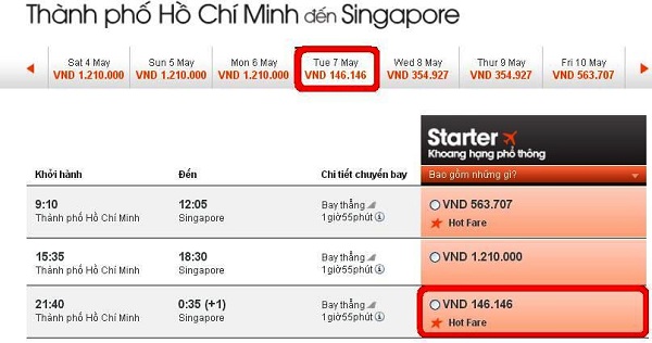 Vé máy bay du lịch Singapore chỉ 146,000 VNĐ