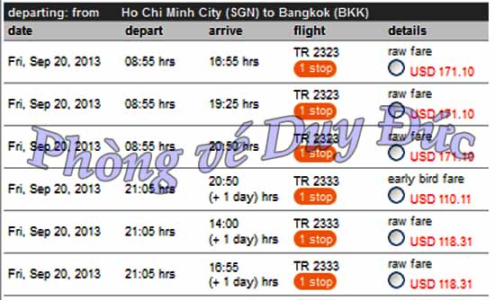Vé máy bay đi Thái Lan giá rẻ Tiger Air