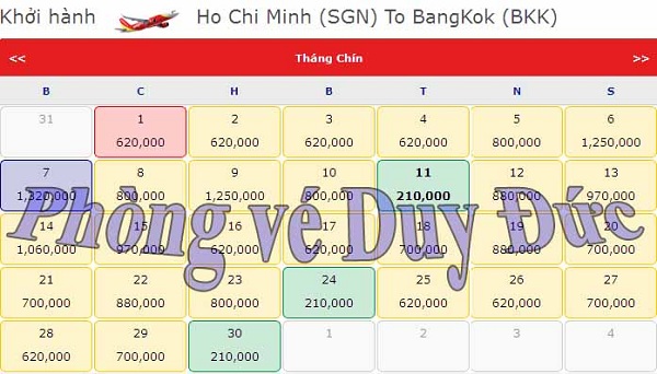 Vé máy bay Sài Gòn đi Bangkok giá rẻ