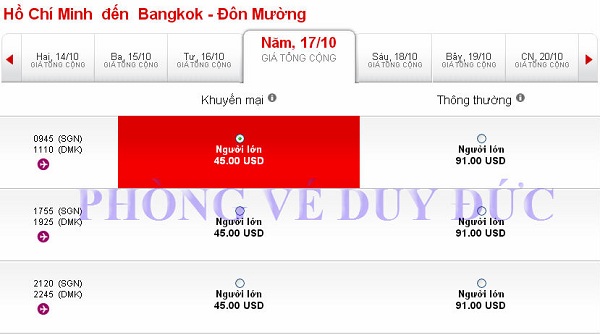 Air Asia bán vé đi Bangkok (Thái Lan) chỉ 45 USD