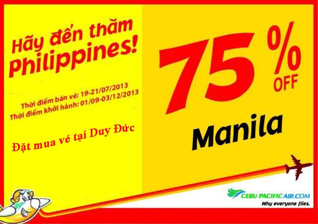 Cebu giảm 75% giá vé máy bay Sài Gòn đi Manila