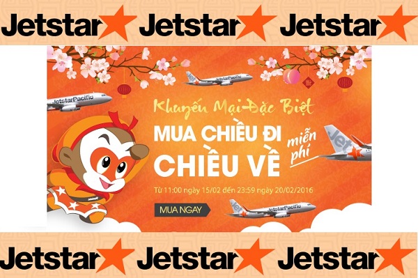 Jetstar Bán vé chặng đi - Miễn phí vé chặng về