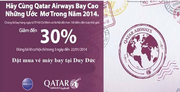 Qatar Airways giảm đến 30% giá vé các chặng bay