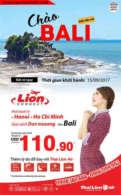 Khuyến mãi vé máy bay đi Bali từ Thai Lion Air