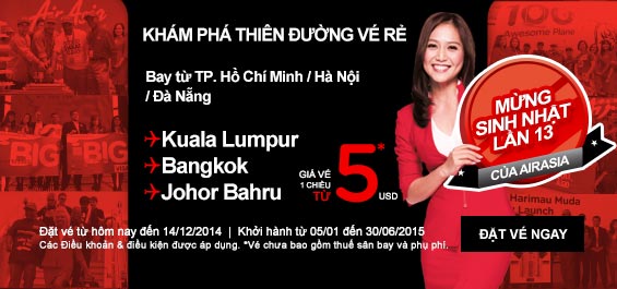 Air Asia bán vé siêu rẻ đến Bangkok chỉ với 5 USD