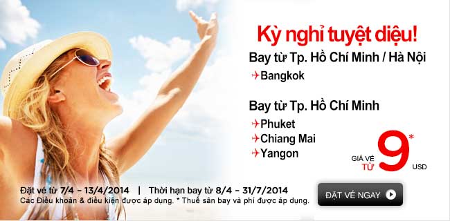 Air Asia tung vé cực rẻ đến Bangkok 9 USD