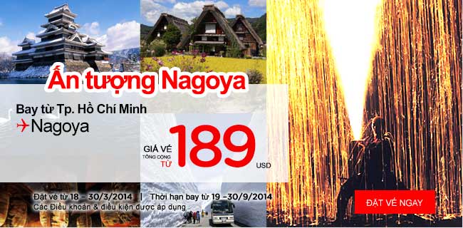 Air Asia tung vé rẻ đi Nagoya 189 USD