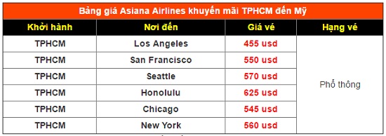 Săn vé máy bay đi Mỹ rẻ của Asiana Airlines