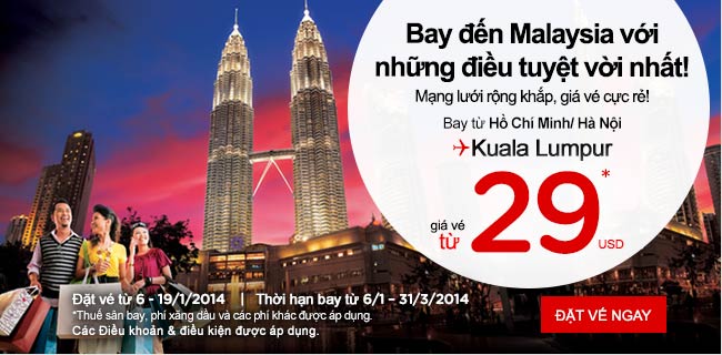 Du lịch đến Kuala Lumpur giá rẻ 29 USD