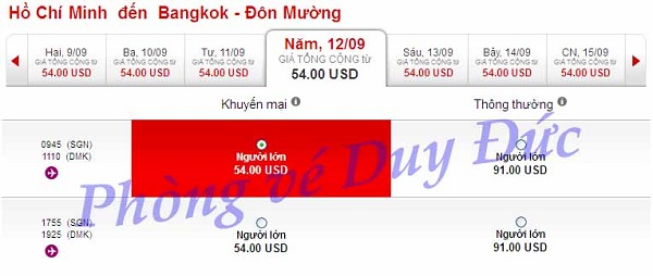 Giá vé máy bay đi Thái Lan