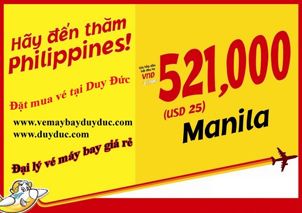 Hấp dẫn vé máy bay đi Manila có 25 USD