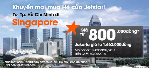 Jetstar khuyến mãi mùa hè đi Singapore 800.000 VNĐ