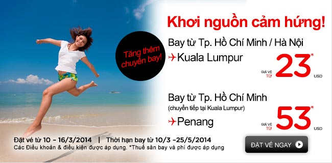 Air Asia tung vé cực rẻ đến Kuala Lumpur 23 USD