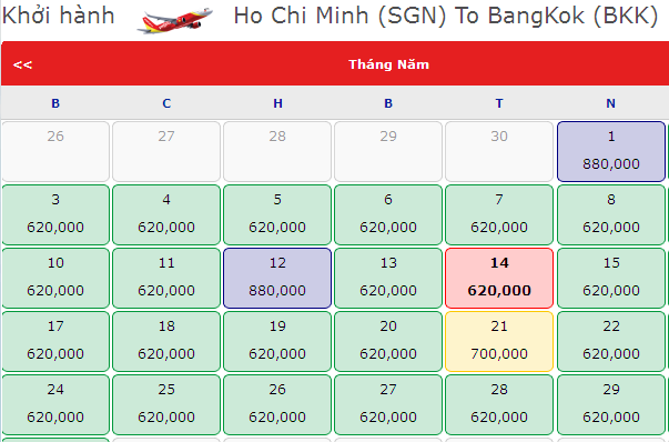 Làm thế nào đặt vé Bangkok 620.000 VNĐ