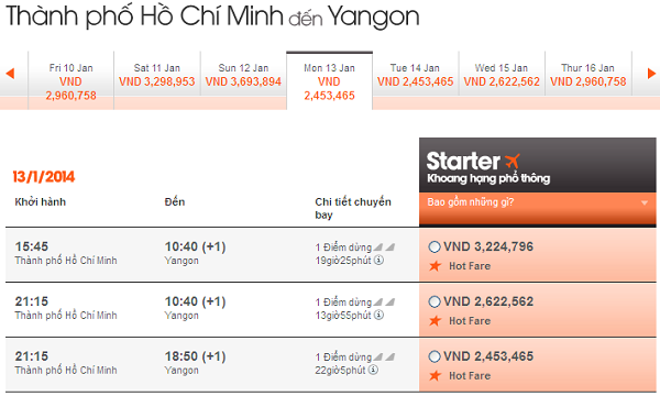 Làm thế nào đặt vé rẻ đi Yangon 2.453.000 VNĐ