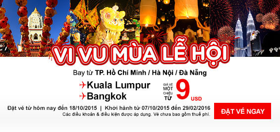 Siêu khuyến mãi đi Bangkok 9 USD từ Air Asia