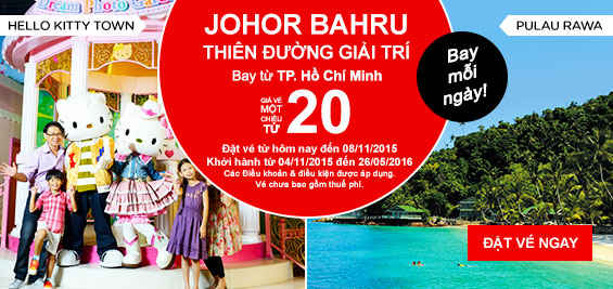 Đổi điểm du lịch mới đến Johor Bahru chỉ 20 USD