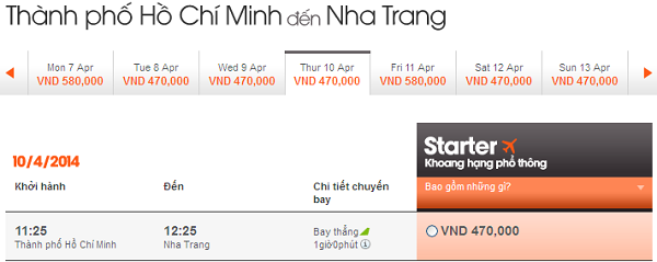 Mua vé máy bay đi Nha Trang giá rẻ 470.000 VNĐ