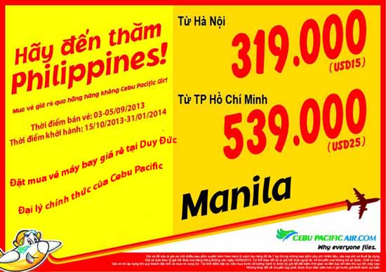 Mua vé máy bay đi Manila giá rẻ chỉ 539.000 VNĐ