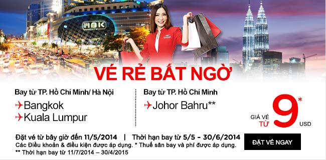 Mua vé rẻ du lịch đi Bangkok 9 USD