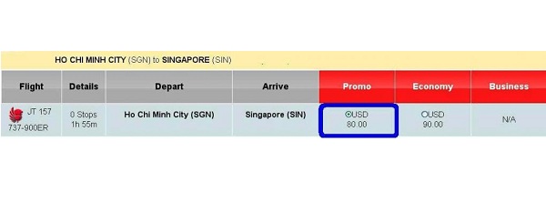 Vé máy bay Sài Gòn đi Singapore của Lion Air