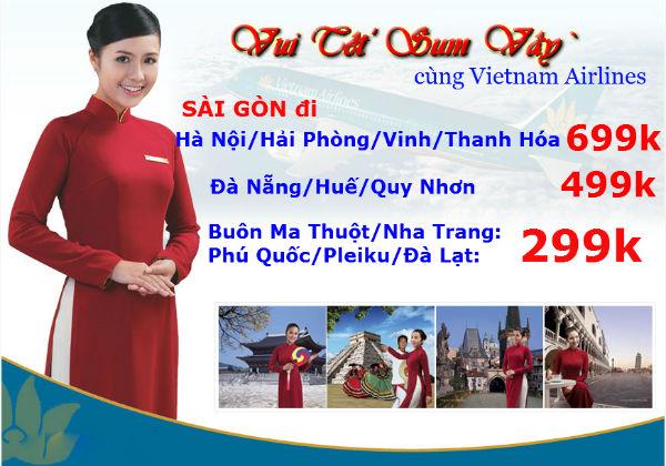 Tết vui sum họp Vietnam Airlines vé rẻ 299,000 VNĐ
