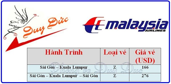Vé máy bay đi Kuala Lumpur hãng Malaysia Airlines