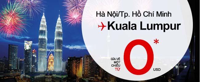 Vé máy bay khuyến mãi đi Kuala Lumpur chỉ 0 USD