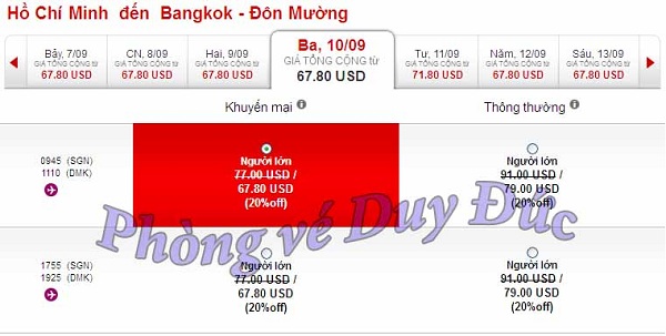 Vé máy bay khuyến mãi đi Bangkok rẻ