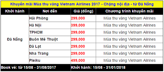 Chờ mùa Thu Vàng 15/08 mua vé rẻ Vietnam Airlines