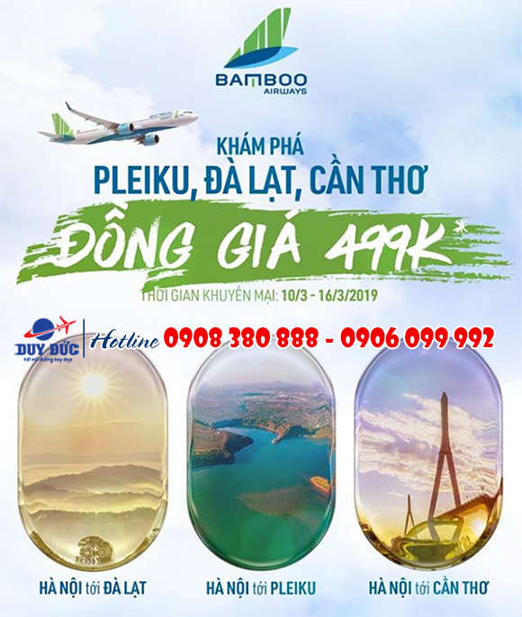 Bamboo Airways mở đường bay Hà Nội – Đà Lạt/ Pleiku/ Cần Thơ