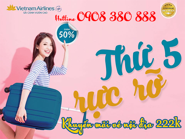 Thứ 5 rực rỡ Vietnam Airlines ưu đãi vé nội địa 222k